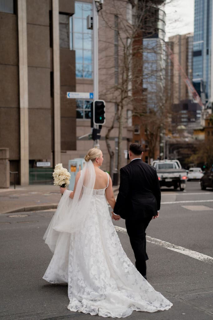 Wedding couple photographed in the sydney CBD