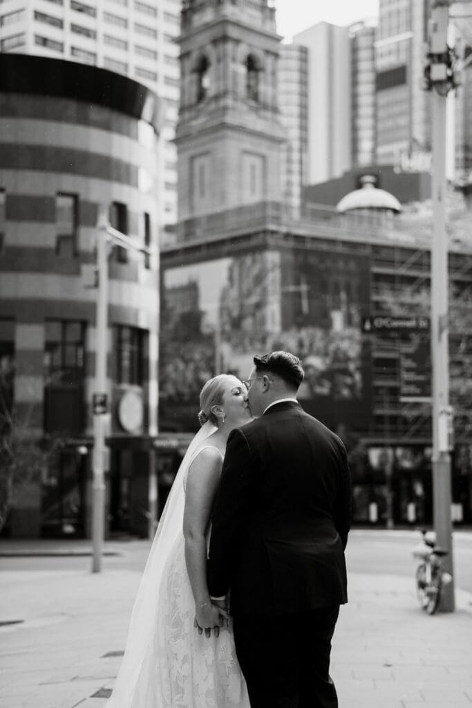 Wedding couple photographed in the sydney CBD